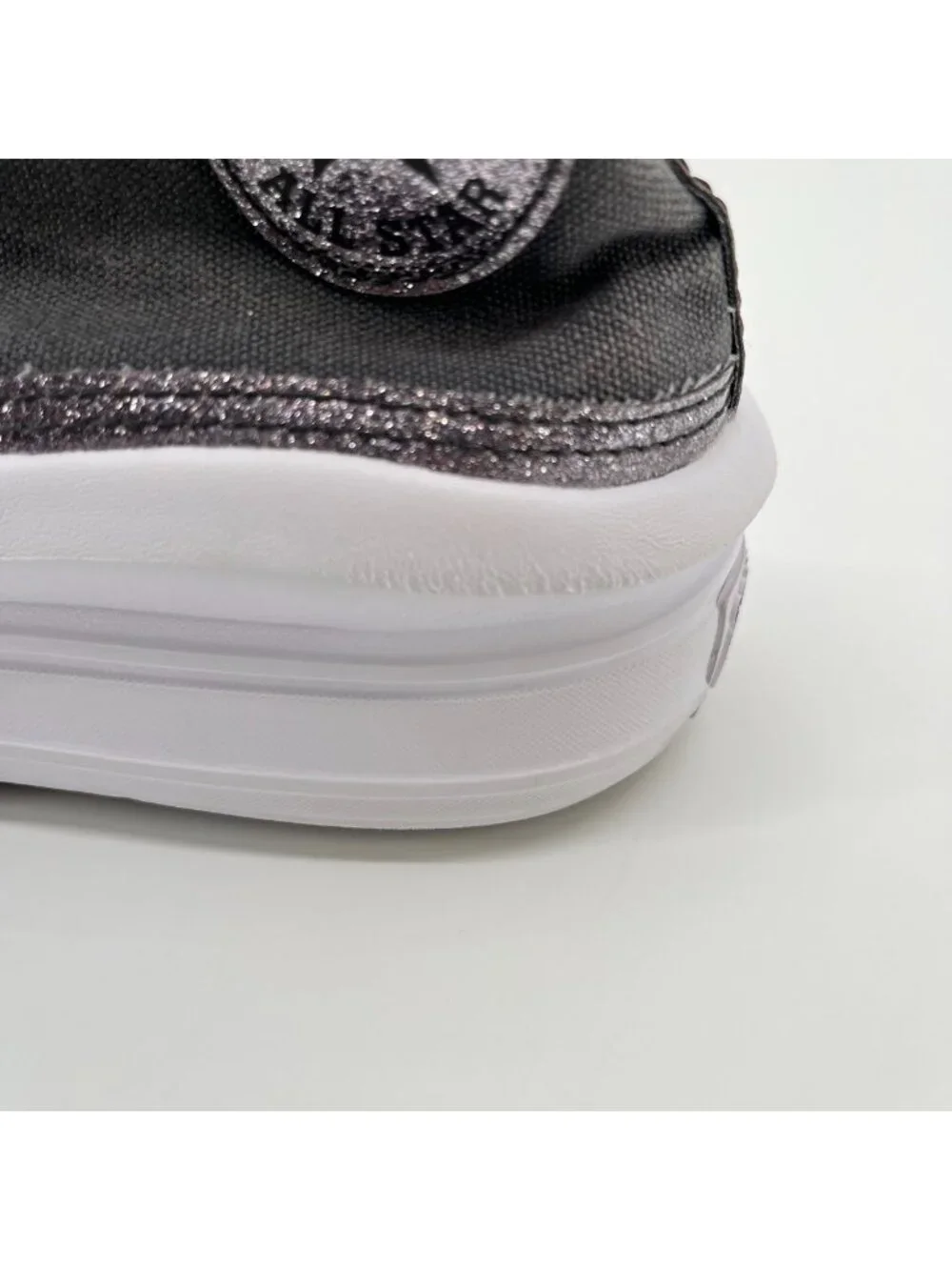 Converse Chuck Taylor All Star Move Girls Size 2Y Gray Glitter Shoes Sneakers